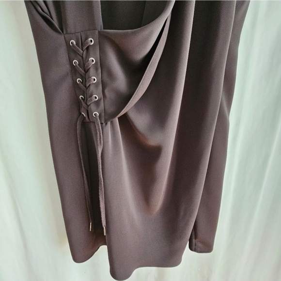 ALLSAINTS AURES Front Lace Mini Dress Olive Green Satin - Picture 9 of 16